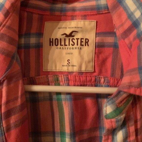 Pink and green blue, striped button up. - Picture 2 of 4